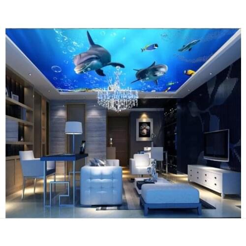 Custom photo wallpaper 3d ceiling murals wallpaper Mediterranean sea bottom world zenith mural wall papers for living room decor
