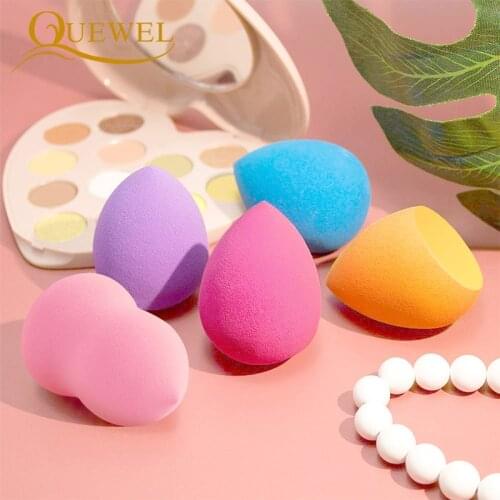 Quewel 5Pcs Face Makeup Sponges Cosmetic Puff Set Water Drop Gourd Shape Foundation Concealer Wet/Dry Make Up Beauty Egg Kit