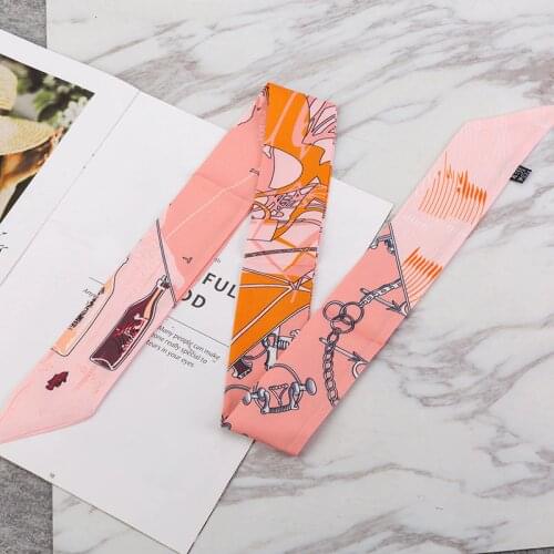 Wishing Bottle Silk Scarf Fashion Luxury Brand Womens Headscarf Tie Bag Handle Small Ribbon Headband Ladies Neck Scarf Shawl
