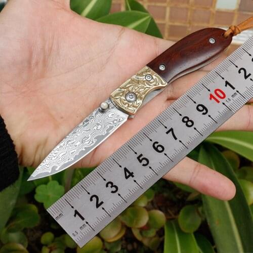 New style a sharp Damascus steel folding knife The rosewood handle Exquisite gift Outdoor survival tools Pocket knife