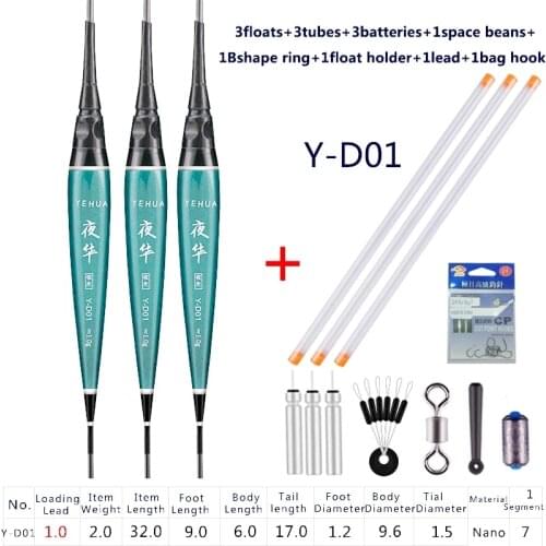 LED Electric Fishing Floats+Battery+Space Beans+Float Holder+Lead Accessories Gift Luminous Nano Buoy Fresh Water Fishing Set