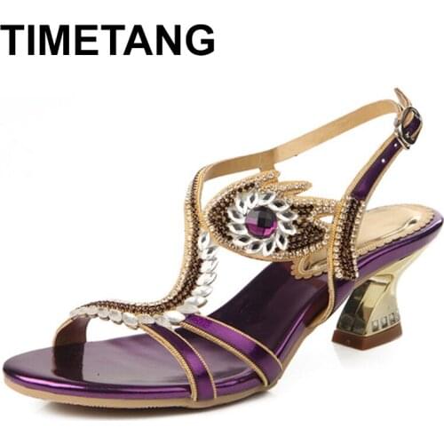 TIMETANG 2021New Summer Eyes Rhinestone Crystal Gladiator High Heels Sandals Women Bridesmaid Wedding Party Sandals MoreE1068