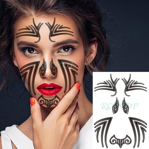 Waterproof Temporary Tattoo Sticker Arrow Tribal Totem The Maoris Face Art Design Flash Tatto Fake Tatoo for Women Men