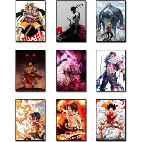 Japan Anime One Piece Wanted Luffy Sauron Fighting Poster Canvas Painting Mural Living Room Bedroom Home Decoration