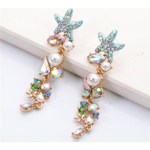 New Styles Charm Colorful Crystal Pearl Summer Dangle Drop Earrings High Quality Metal Jewelry Accessories For Women Wholesale