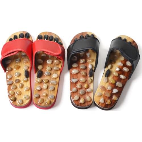 1 Pair Pebble Stone Foot Massage Slippers Reflexology Feet Elderly Acupuncture Health Shoes Sandals Slippers Healthy Massager