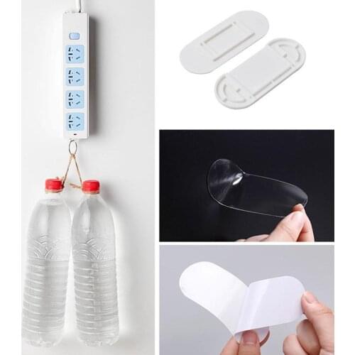 1pc White Power Strip Holder Punch-free Wall Hanging Mounted Socket Board Seamless Patch Hot Hanger Paste Row Plug-in Panel