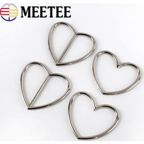 10pcs Meetee 17/37/39mm Heart Metal Ring Buckles Tri-Glide Adjusting Belt Buckle DIY Handmade Garment Sewing Accessories