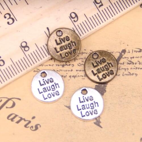 24pcs Charms plates live laugh love 12mm Antique Pendants,Vintage Tibetan Silver Jewelry,DIY for bracelet necklace