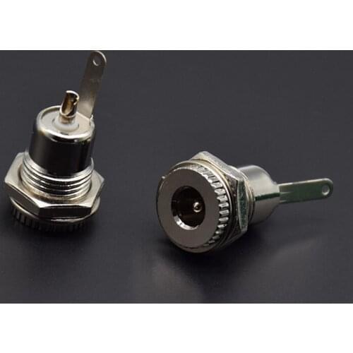 2pcs 5.5 mm x 2.1mm 5.5*2.1mm DC Power Jack Socket Female Panel Mount Connector Metal Open Hole 11MM