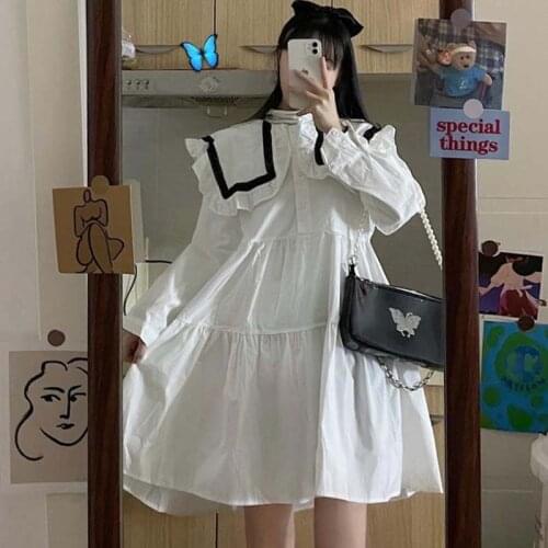 2021 Women Spring Japanese Sweet Dress Girl Kawaii Designer Patchwork Dress Female Casual High Street Korean Pary Mini Dresses