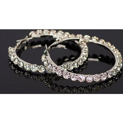 2020 Fashion Oversize Circle Hoop Earrings for Women Girl New Geometric Crystal Round Earring Brincos Party Jewelry Gift