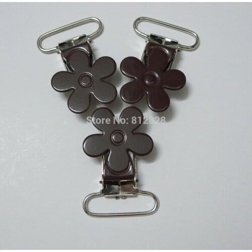 25pcs Brown Color Flower Pacifier Clips