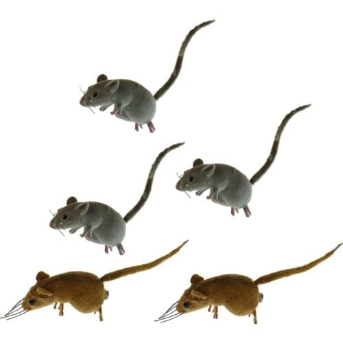 5 Pieces Artificial Realistic Mouse Figurines Lifelike Mouse Model Animal Toys with Magnet Halloween Party Gift Toy