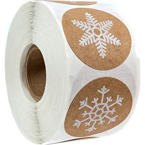 100-500pcs Round Christmas Stickers 6 Styles Snowflake Holiday Sticker Halloween Cute Lable For Scrapbooking Stationery Sticker