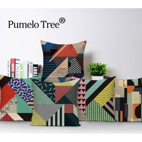 Abstract Geometric Cushion Cover Colorful Stripe Throw Pillow Case 45*45cm Linen Home Decorative Bed Cushions Covers Kissenbezug