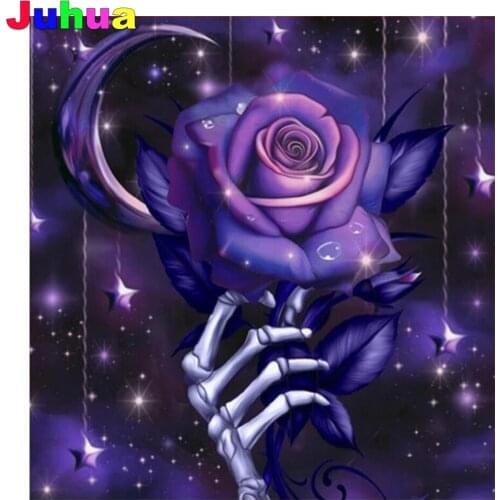 Skull rose 5d Diy diamond painting full drill flower hand Skeleton diamond embroidery Mosaic painting diamond stitch home decor