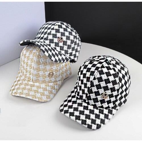 2021 Fashion Plaid Cotton Baseball Caps Women Spring And Autumn Sun Hat Aesthetic Trend Street Wear Casual Travel Peaked Cap