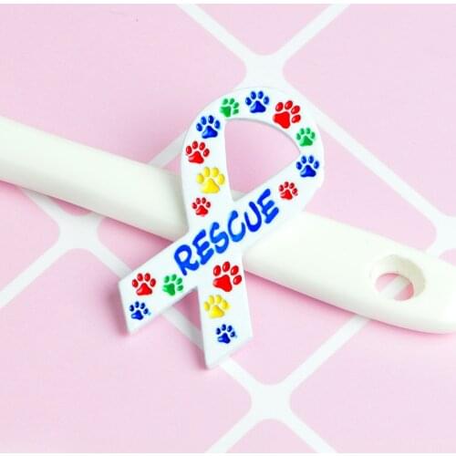 Color Pet Paw Print Bow Tie Brooch Rescue Ribbon Bow Cat Claw Dog Claw Animal Remembrance Ornament Pin Dog and Cat Gifts