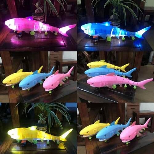 2020 new electric leash toys plastic shark music light walking guy animal toys gifts
