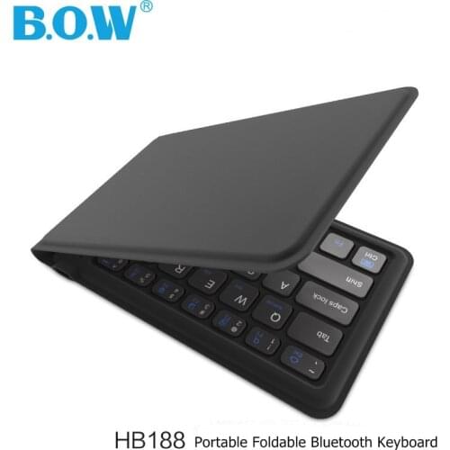 BOW HB188 Ergonomic,Slim,Portable,Rechargeable Foldable Multi-system Universal Bluetooth Keyboard For Desktop Phone Tablet