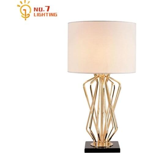 Classical Postmodern Designer Marble Base Metal Table Lamp for Living/Model Room Decoration Bedroom Bedside Study Studio Salon