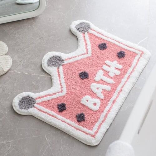 Entrance Carpet Kawaii Crown Plush Mat Water Absorption Bathroom Anti-Slip Carpet Filling Warehouse Foot Pad Girl Gift