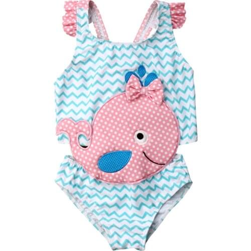 Hot Baby Girls Goldfish Cartoon Bikini Swimwear Kids One-Piece Swimsuit Cute Sweet Beachwear Bathing Suit 1-6T