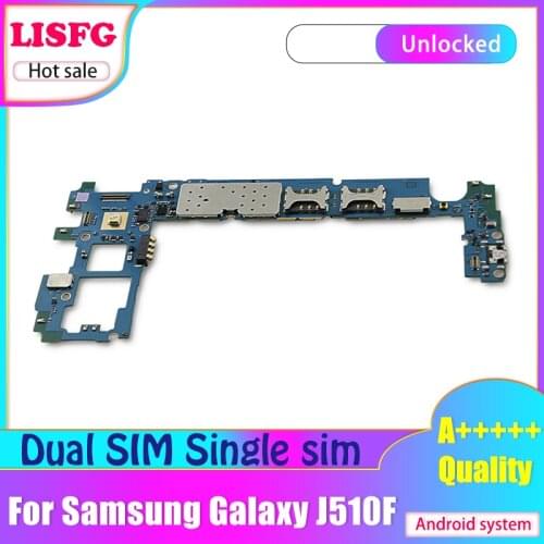 Single SIM /Dual SIM For Samsung Galaxy J5 J510F Motherboard With Full Chips Android OS system Logic Board Mainboard