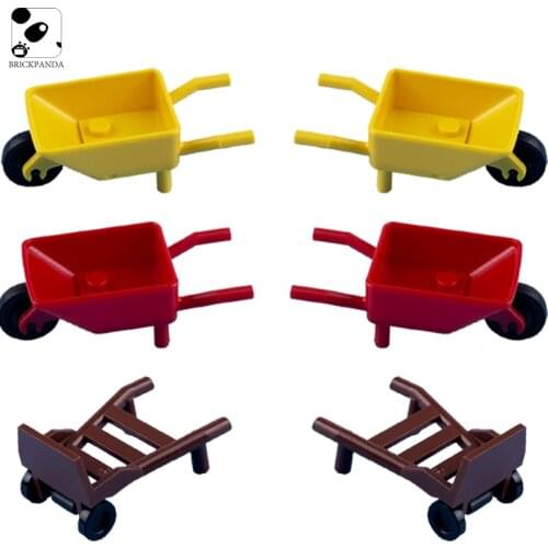 Mini MOC City Cute Trolley Building Blocks Minifigs DIY Tool Food Utensils Brick Parts Children Toy Gift Compatible Cart 98288