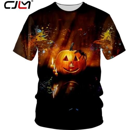 CJLM Mens Halloween Animal O Neck Tshirt 3D Printed Pumpkin Spider Unisex Tee Shirt Wholesale Man Sports Fitness T-shirt