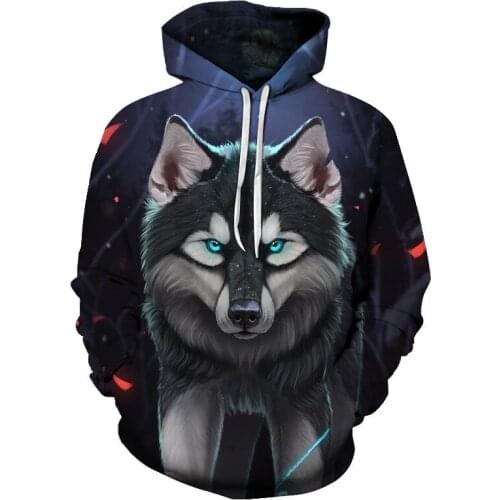 Animal Wolf mens long sleeve printed hoodie spring summer fashion casual street wear hip-hop sweatshirts
