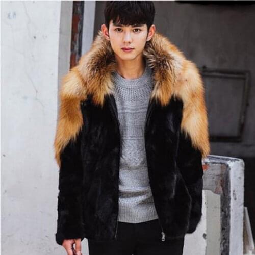 Clobee Men Coats 2021 Winter Mens Luxury Mink Faux Fur Coat Plus Size Thicken Warm Jackets Long Sleeve Parka Fox Fur Coats G468
