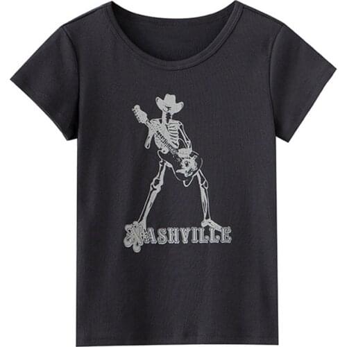 PUWD Sweet Girls Soft Cotton Slim T-Shirt 2021 Summer Fashion Ladies Print O Neck Short Sleeve Tops Vintage Women Streetwear Top