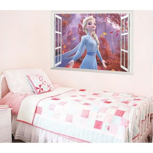 Disney Frozen 2 Princess 50*70cm Window Wall Stickers Home Decor Living Room Cartoon Elsa Wall Decals Diy Pvc Poster Gifts