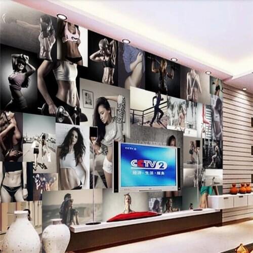 Customized 3d Wallpapers Mural Fitness Beauty Photo Wall Sofa Living Room TV Family Art Deco Waterproof Material
