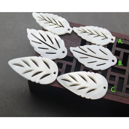 Natural freshwater shell white shell hollow leaf pendant star jewelry making handmade DIY necklace earrings jewelry accessories