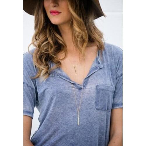 New Fashion Gold color Double Chain Long Bar Necklace For Women Trendy Link Chain Fine Jewelry