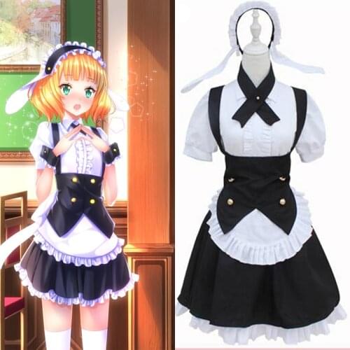 New Game Maid Outfit Cosplay For Women Is The Order A Rabbit ?Kirima Syaro Maid Costume With Apron Dress
