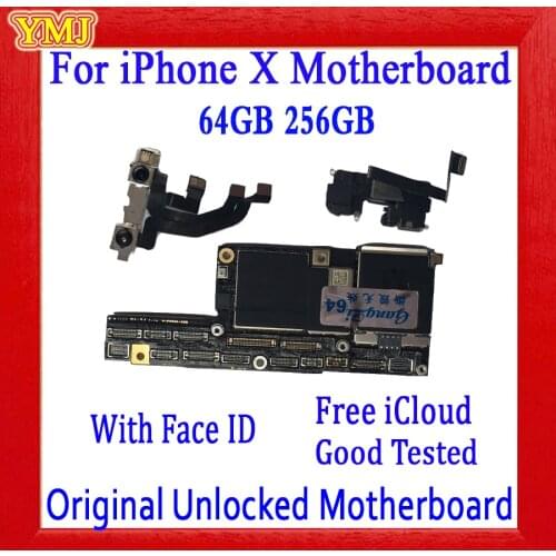 Original for iPhone X motherboard without/with Face ID Free iCloud for iphone x Mainboard with IOS System Logic board 64GB/256GB