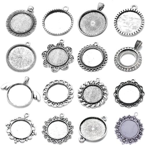 10pcs/lot 25mm Cabochon Charm Pendant Blank Bezel Setting For Pendant Necklace DIY Jewelry Making Crafts Accessories Findings
