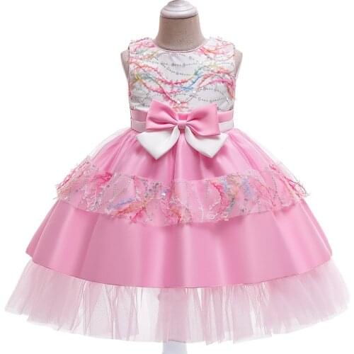 Girls Dress kids Bowknot Elegant Pageant Party Tutu Princess Dress Dress Girls Clothes Christmas Costumes For Children 4-11