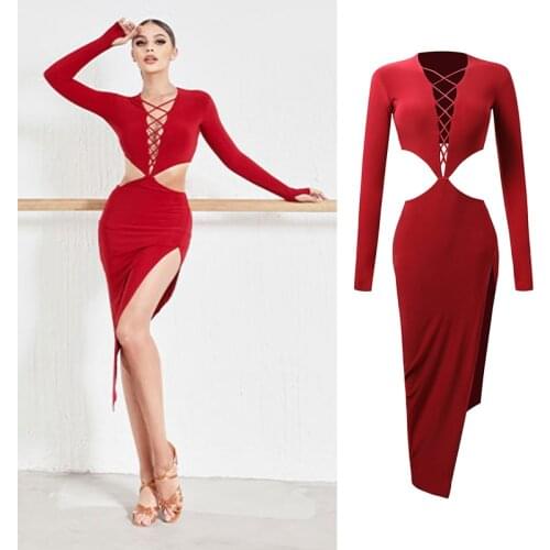 Latin Dance Dress WomenS Adult Long Shirt Practice Clothes Tango Salsa Cha Cha Samba Rumba Dancing Performance Wear DNV13800