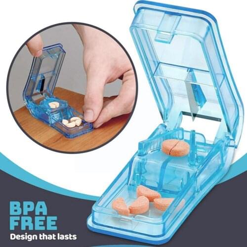 Mini Portable Pill Cutter Medicine Box Pill Crusher Pill Pill Tablet Storage Case Box Cases Cutter Grinder Splitter Divider A6O1