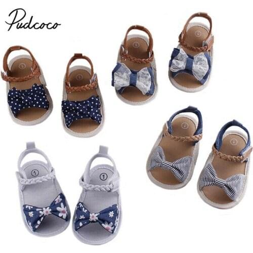 Pudcoco Fashion Infant Baby Girl Soft Sole Sandals Toddler Summer Shoes Bow-Knot Sandals Prewalkers 0-18M
