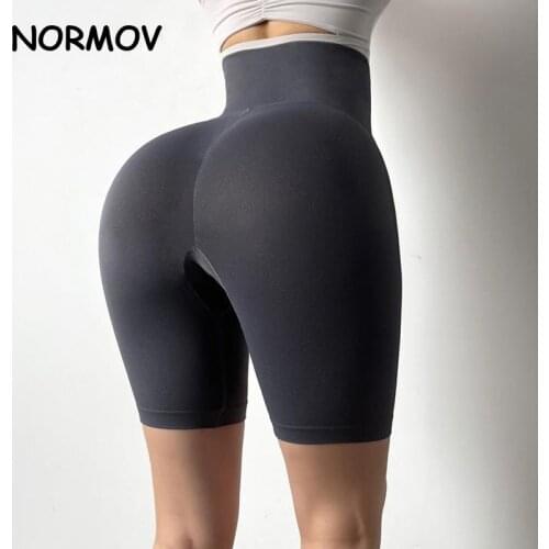 NORMOV Women Shorts High Waist Push Up Breasted Yoga Running Shorts Gym Leggings Workout Skinny Seamless Fitness Cycling Shorts
