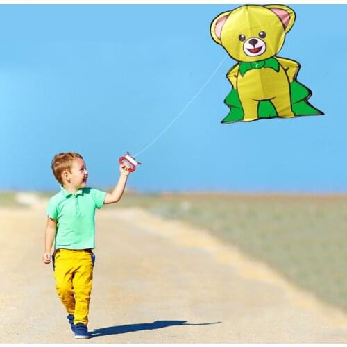 Strong Cute Bear kite With Long Red Tail!Huge Beginner Kites for Kids And Adults Come With String And Handle