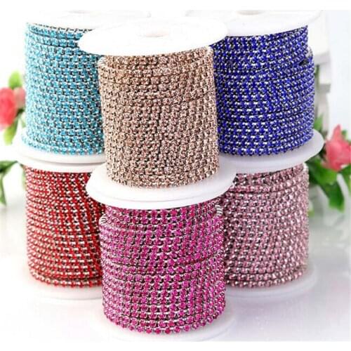 Glass Rhinestone silver gold Cup Claw Chain dense crystal rhinestones claw chain B007