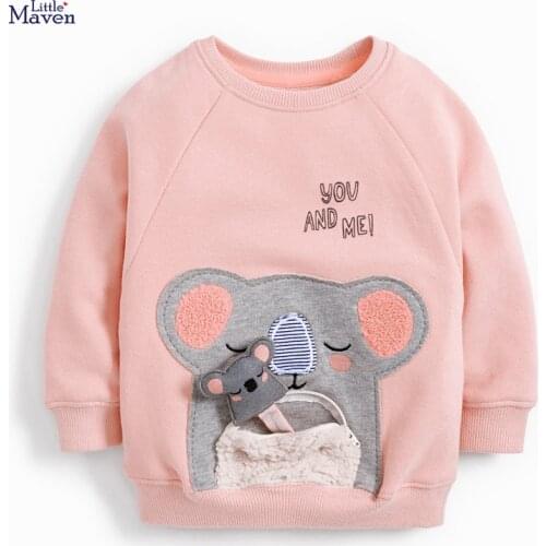 Little Maven Baby Girl Clothes Toddler 2021 New Autumn Cotton Animal Applique Sweatshirt Pink Letter Sweater for Kids 2-7 Years