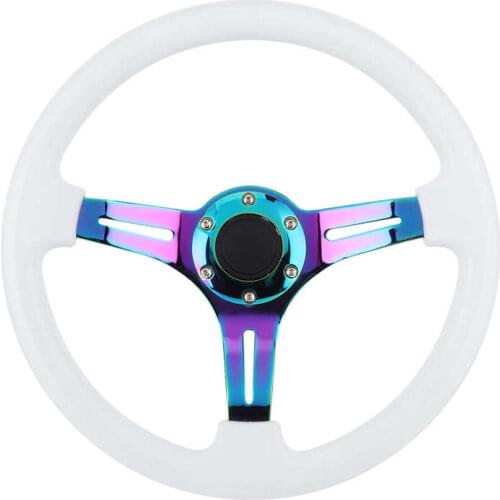 Universal Steering Wheel 14in 6‑Hole Racing Steering Wheel Colorful Spoke ABS Drifting Wheel Universal for Car